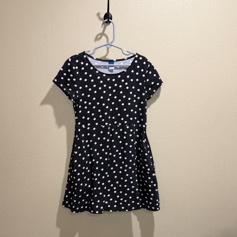 Old Navy Size 8 Girls Black and White Polka Dot Dress